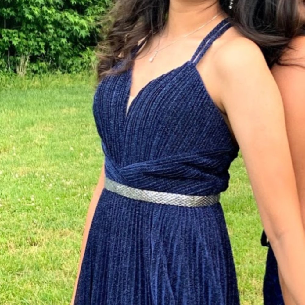 Sparkly Dark Blue Long Prom Dress